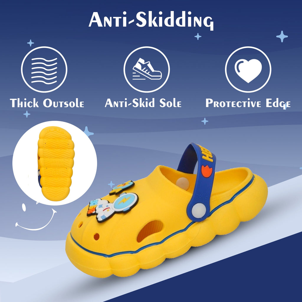 Versatile Kids' Yellow Clogs, Wearable as Sandals or Slides