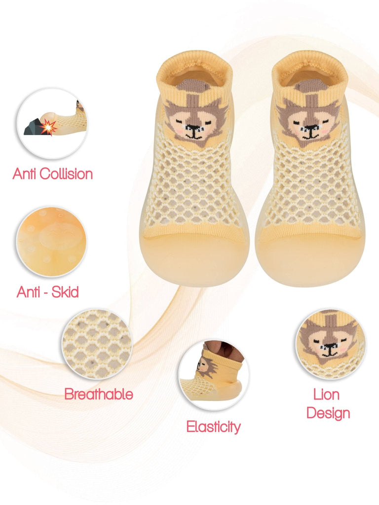 Pair of Yellow Bee Lion Shoe Socks with Elasticity and Breathable Design