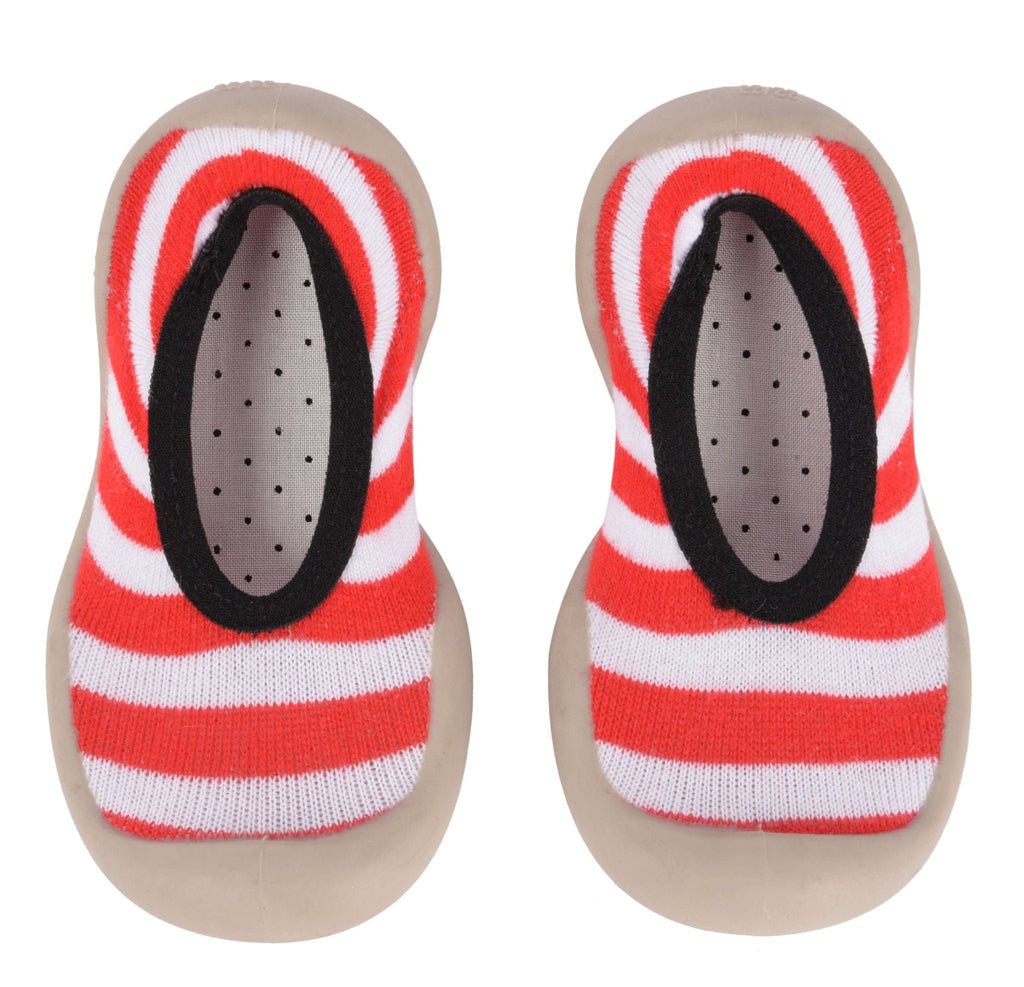 Pair of Yellow Bee's comfy and lightweight striped sock shoes for kids
