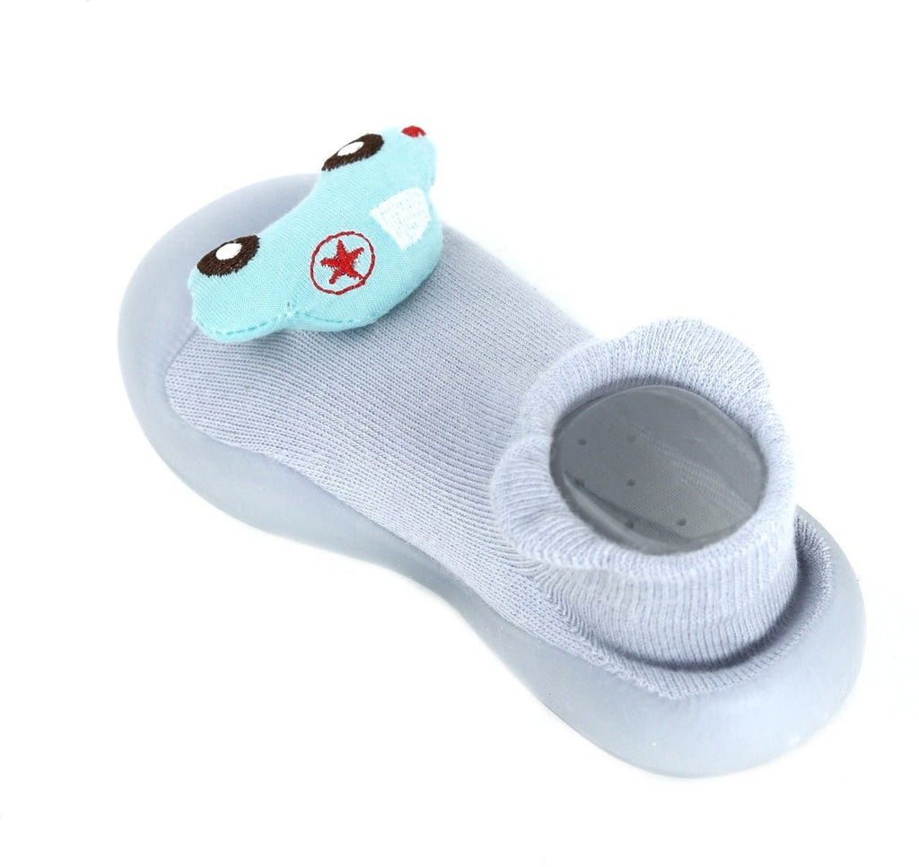 Blue Car Sock Shoes for Toddlers Featuring Anti-Collision Toe by Yellow Bee
