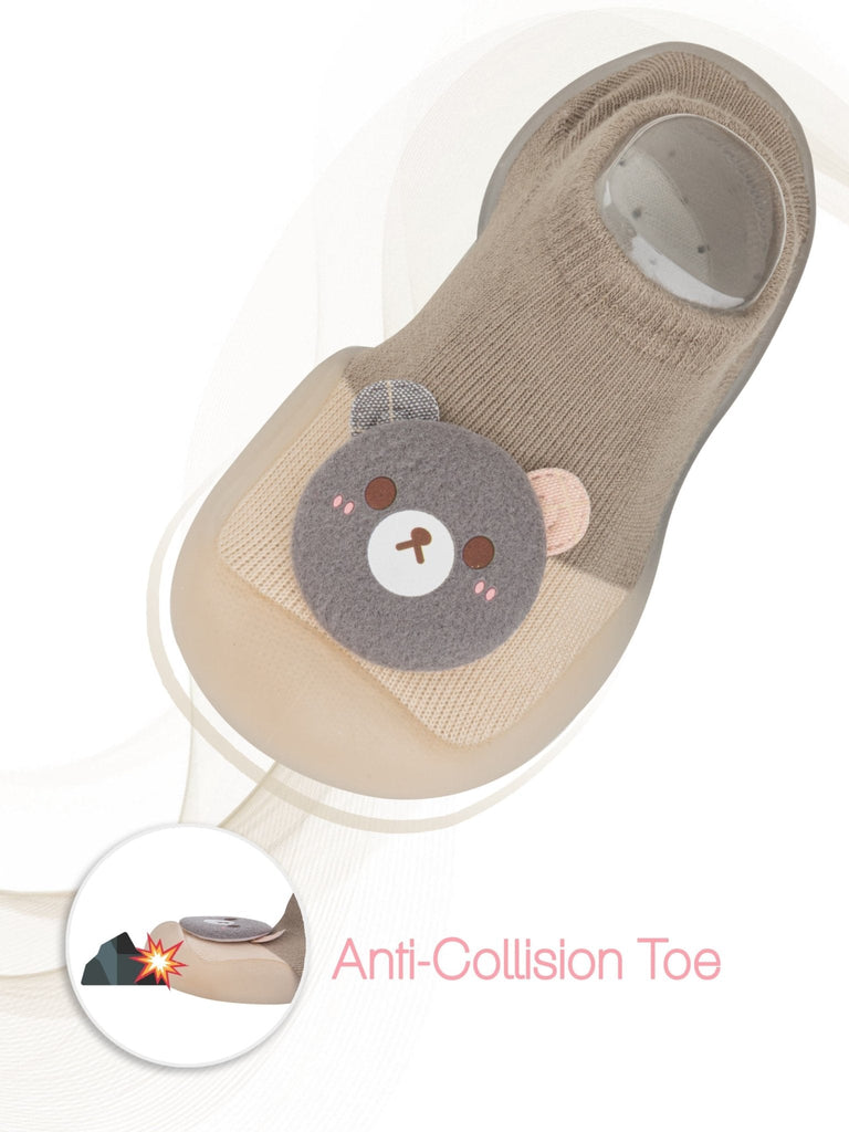 Protective and charming teddy-faced shoe socks with anti-collision features by Yellow Bee