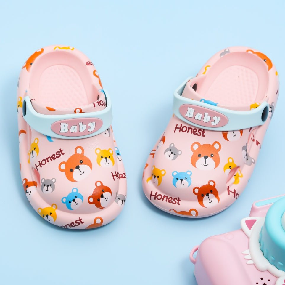 oddler's Bear Printed Clogs with Cheerful Bear Faces