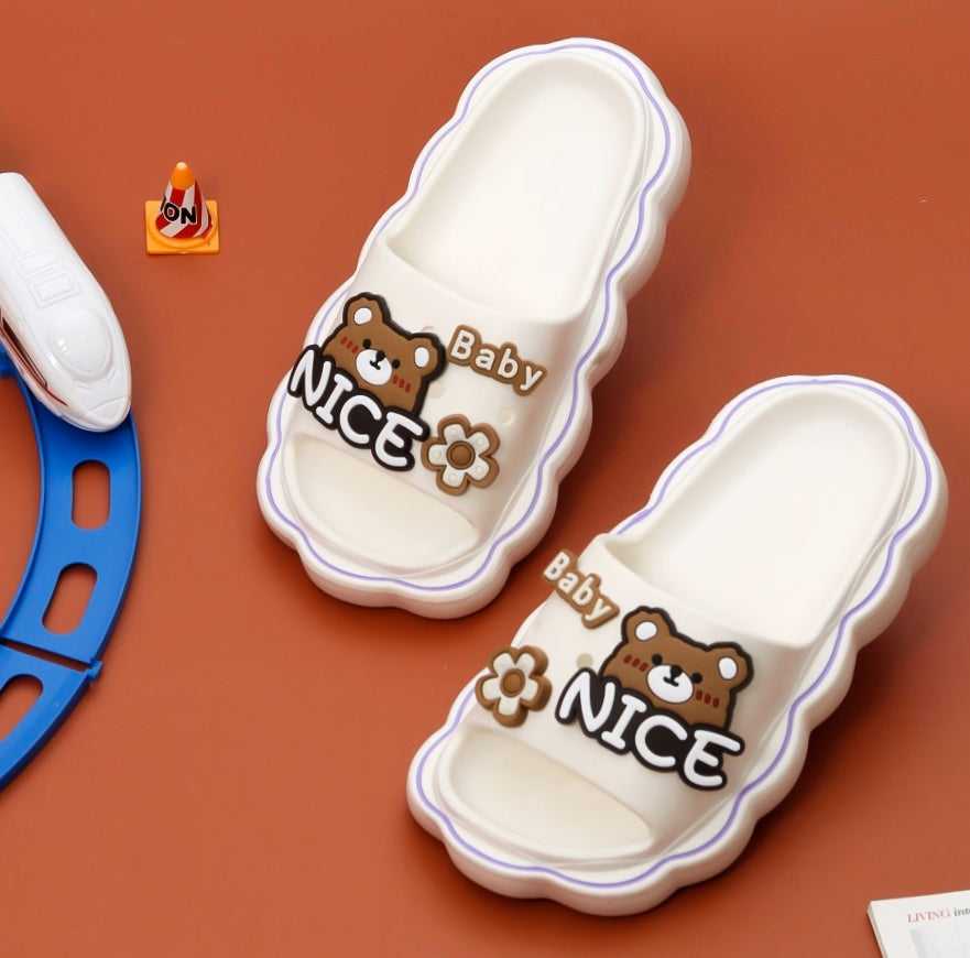 Charming Baby Bear White Slides on a Colorful Background with Marshmallow Accents