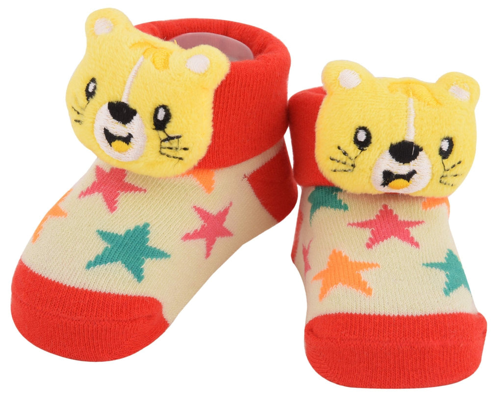 Yellow bear stuffed toy sock with anti-slip sole