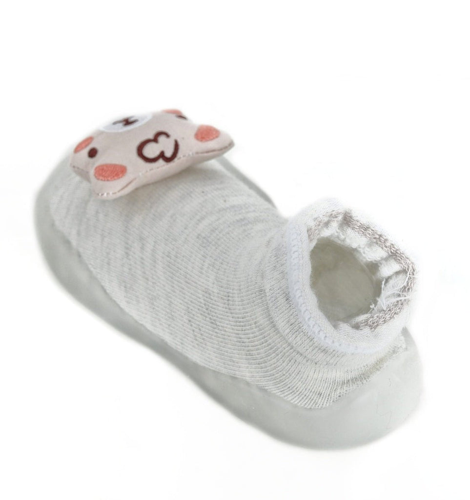 Cute and snug White Teddy Bear Shoe Socks by Yellow Bee for toddlers