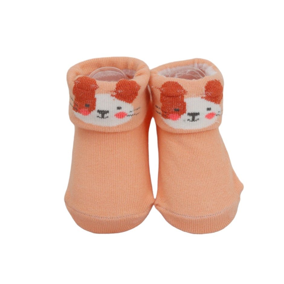 Orange Fox-Themed Anti-skid Baby Socks