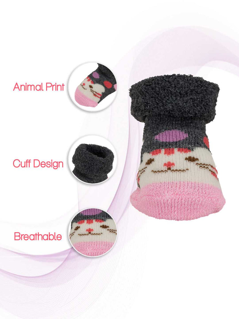 Baby Socks Showcasing Animal Print, Breathable Fabric, and Cuff Design