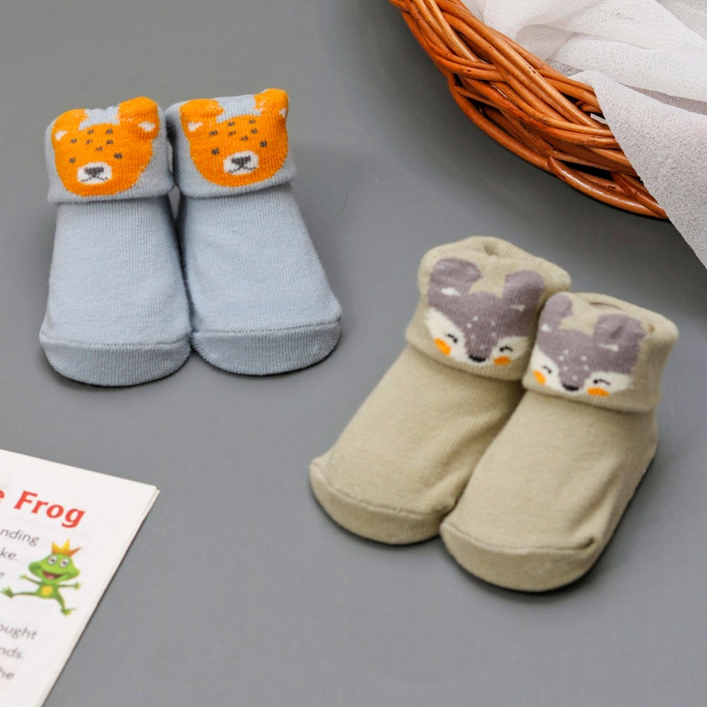 Baby Boy's Tiger Socks in Blue - Front View