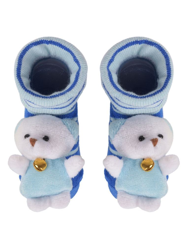 Toddler Socks with Polar Bear Plush Toy Attached Front View