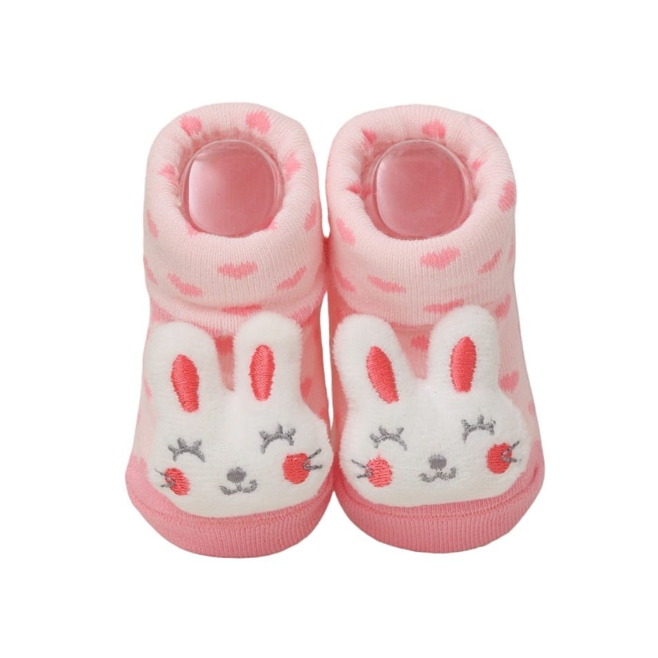 Adorable bunny plush toy socks for babies by Yellow Bee, perfect for a snuggly and secure fit