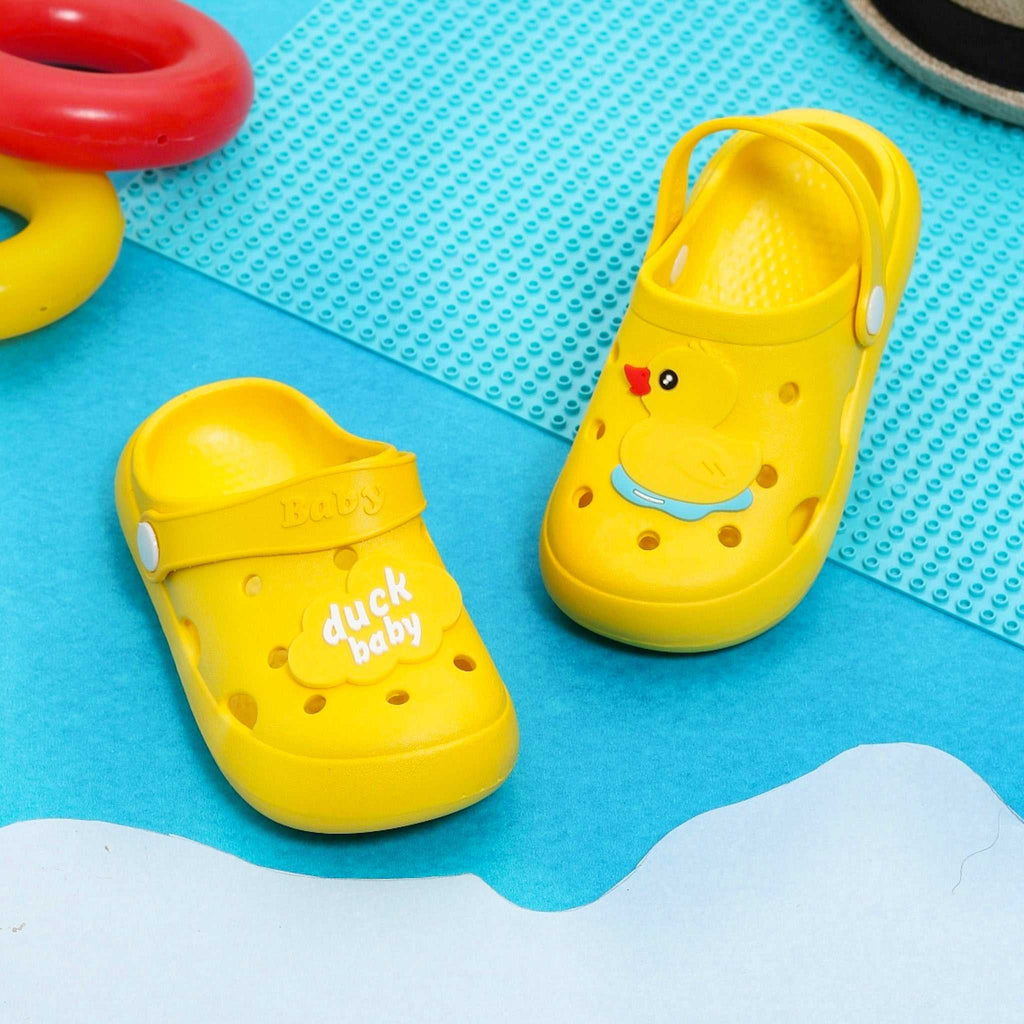 Cheerful Yellow Toddler Clogs with Cute Duck Design and Comfortable Adjustable Strap
