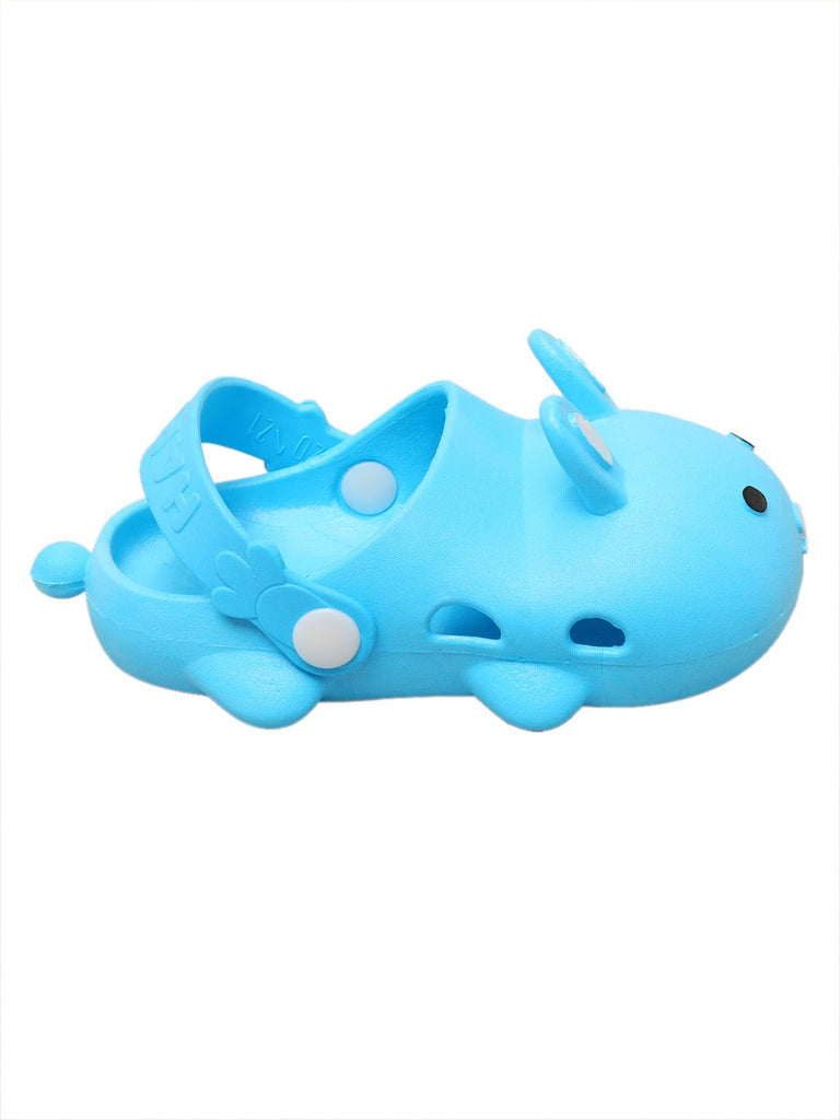 Blue bunny-themed sandals for kids with adorable face and ears design-up