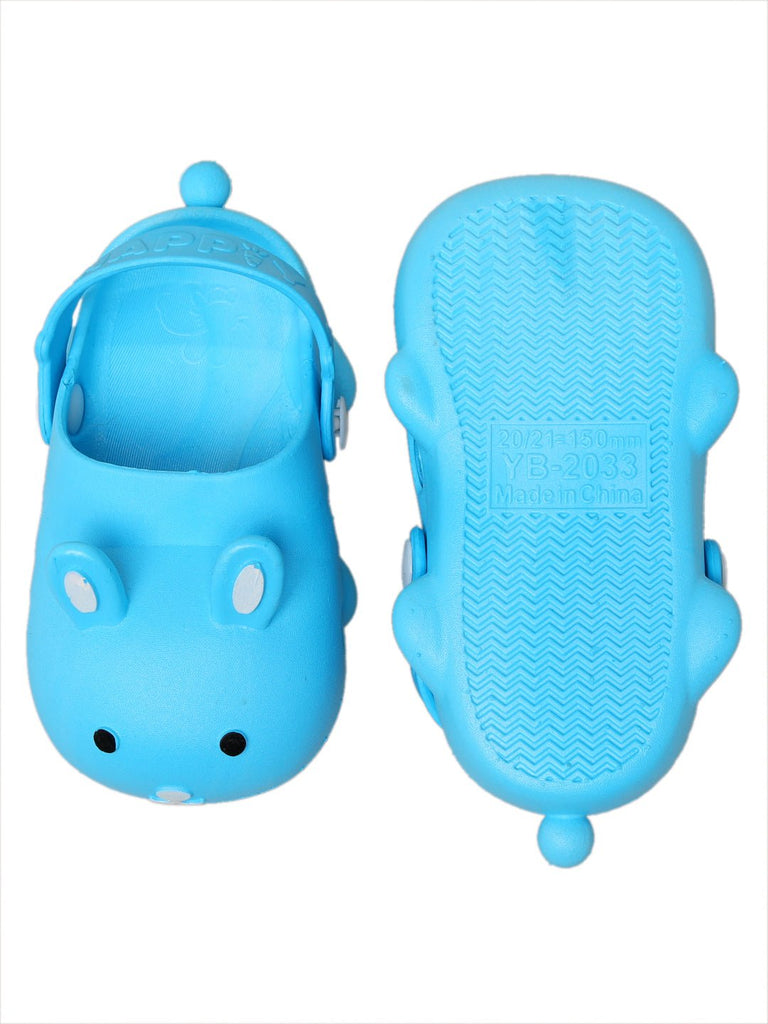 Blue bunny-themed sandals for kids with adorable face and ears design-top