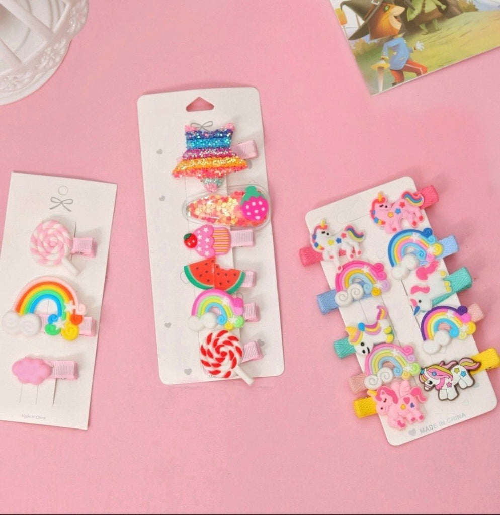 Pack of 3 vibrant hair clips by Yellow Bee for stylish girls
