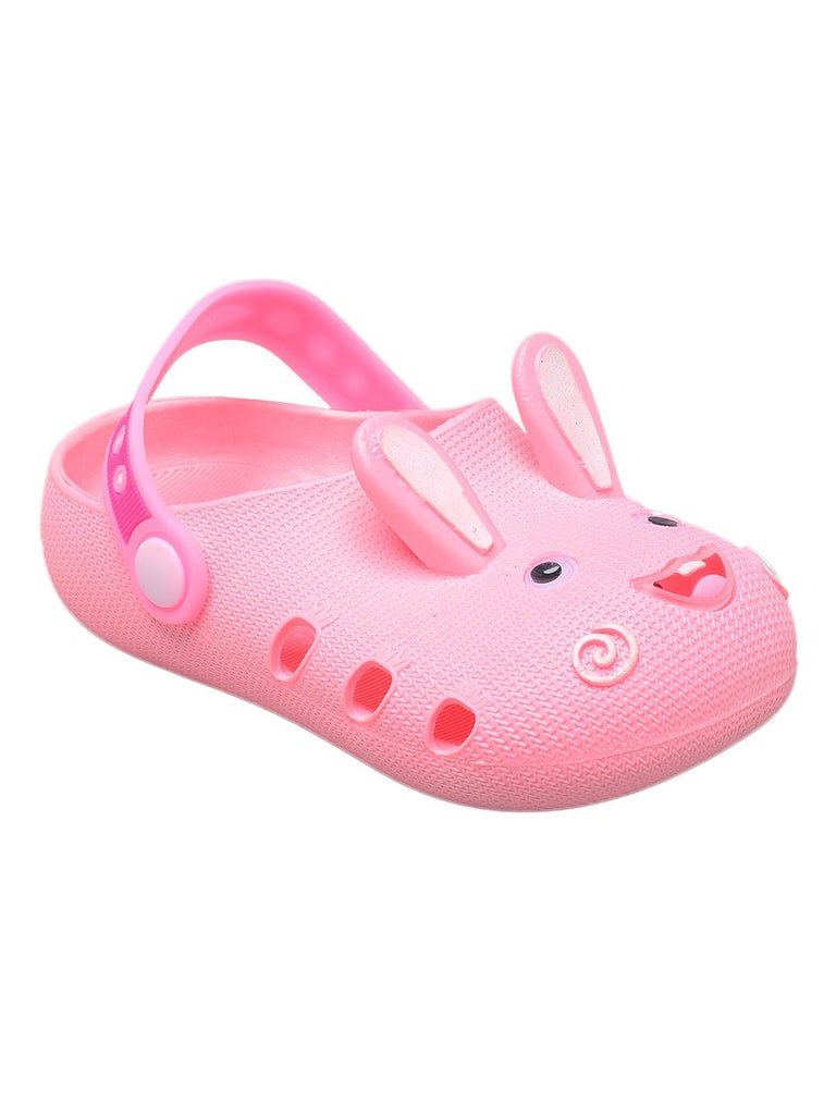 Children's Pink Clogs with Cute Bunny Face and Ears Design-side