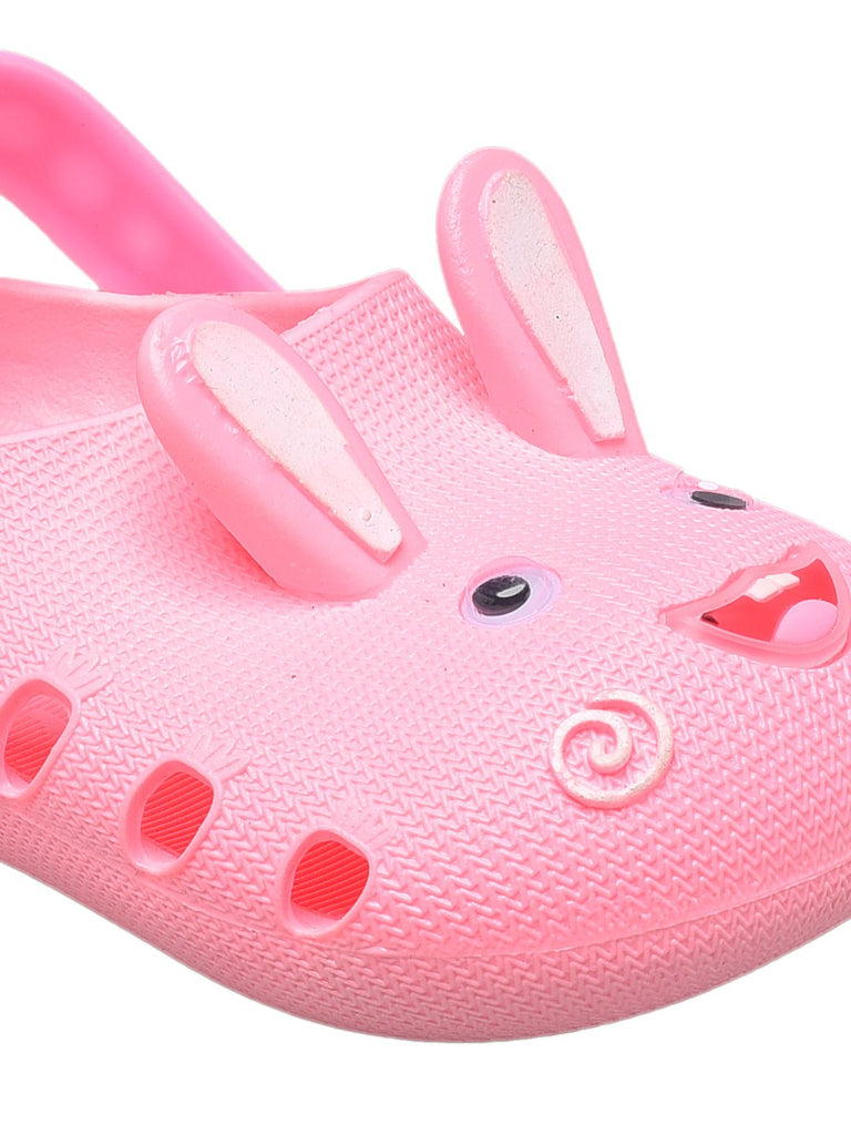 Children's Pink Clogs with Cute Bunny Face and Ears Design-zoom