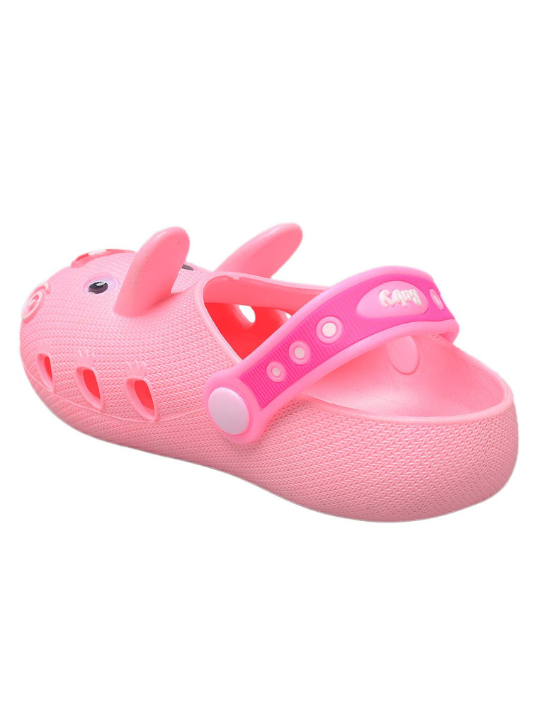 Children's Pink Clogs with Cute Bunny Face and Ears Design-side