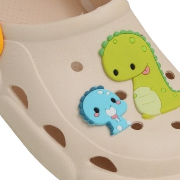 Close-up of the Dinosaur Illustrations on the Dino-Mite Adventure Kids' Clogs