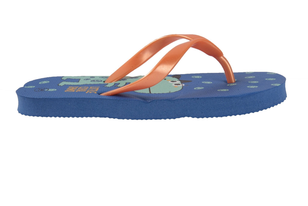 Colorful children's flip-flops with dinosaur print and anti-skid sole-side2