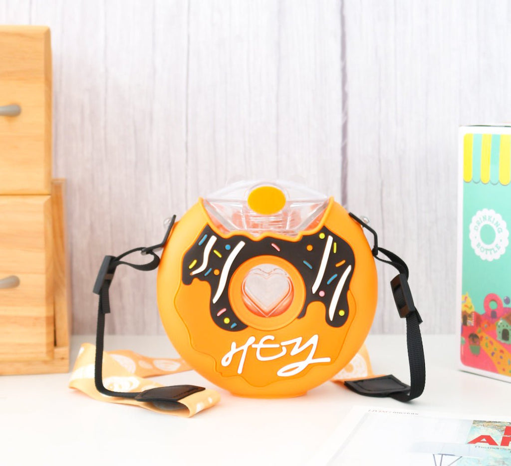 catching Yellow Bee Donut Shaped Bottle with carrying strap for kids