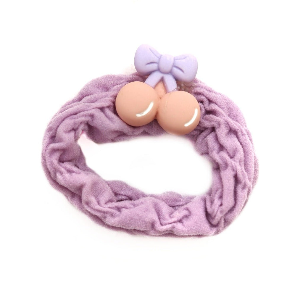 Purple rubber band featuring a cherry, part of the Yellow Bee girls' collection.