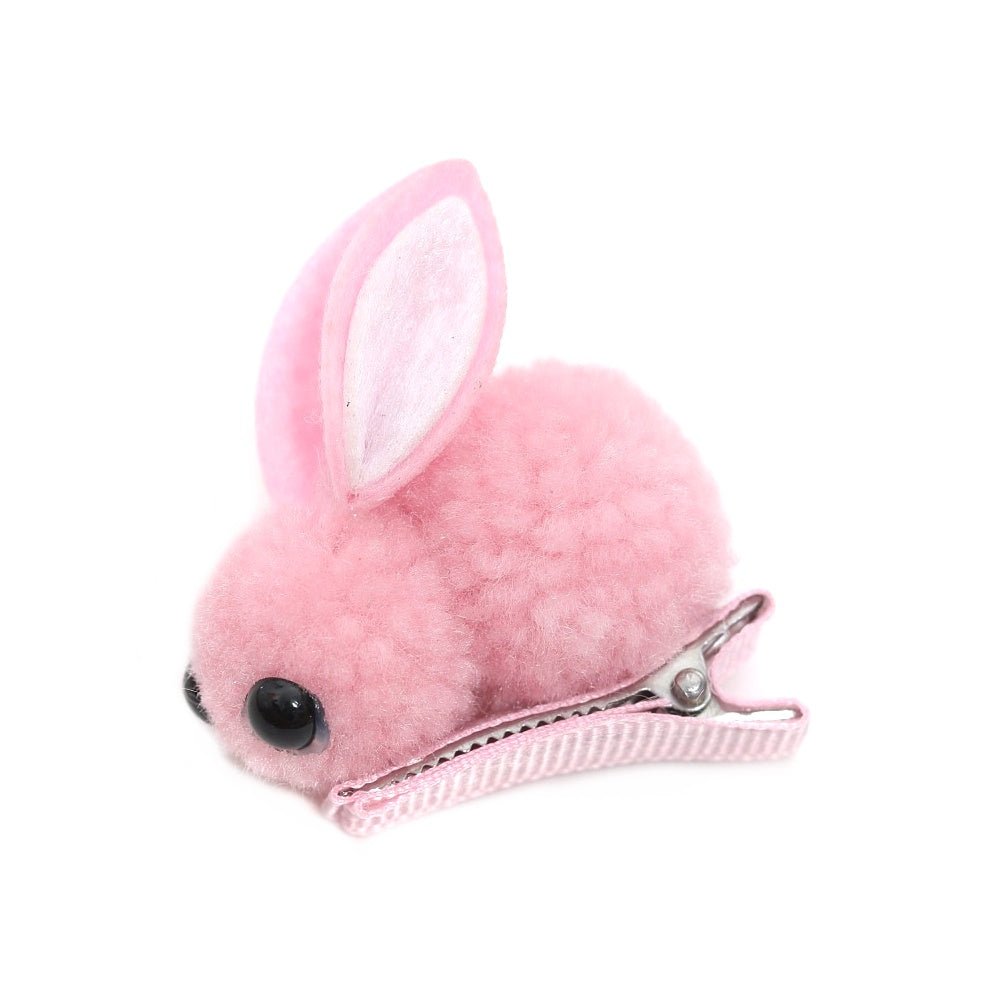 Yellow Bee's pink bunny hair clips for girls.