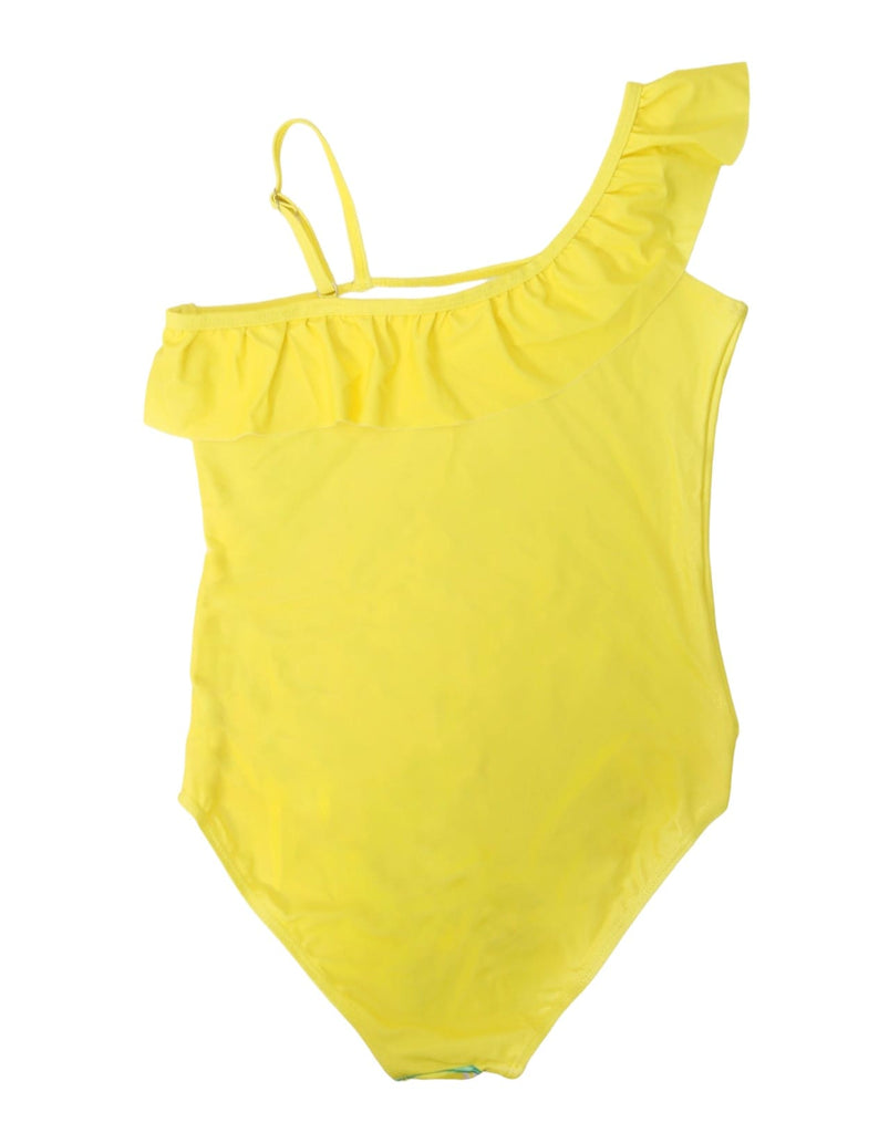 One-shoulder ruffle sleeve yellow swimsuit for girls by Yellow Bee