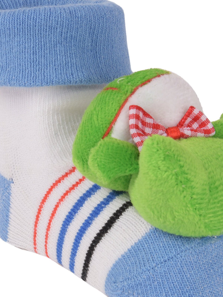Close-up view showcasing the playful bee design on children's ergonomic socks.