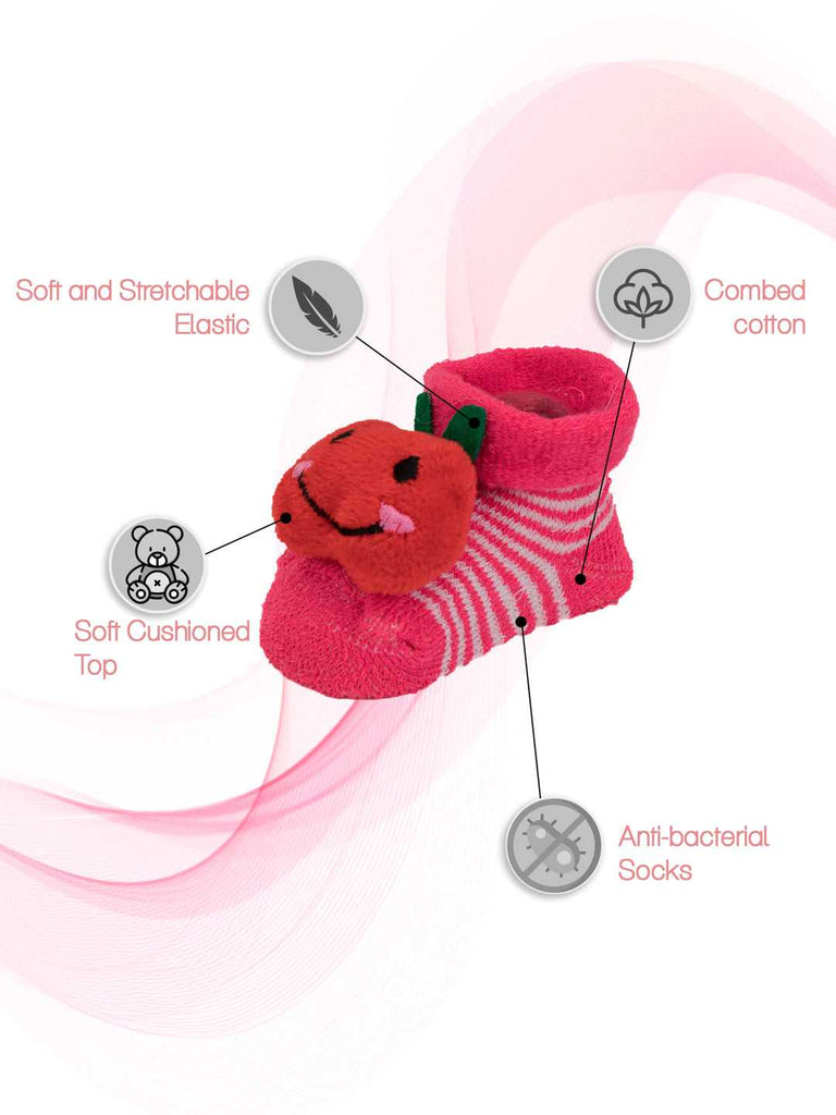 Baby Socks with Cute Apple Stuffed Toy and Anti-Slip Soles