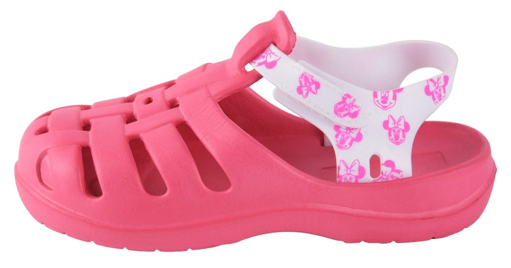 Side View of Yellow Bee Fuchsia Clogs for Girls