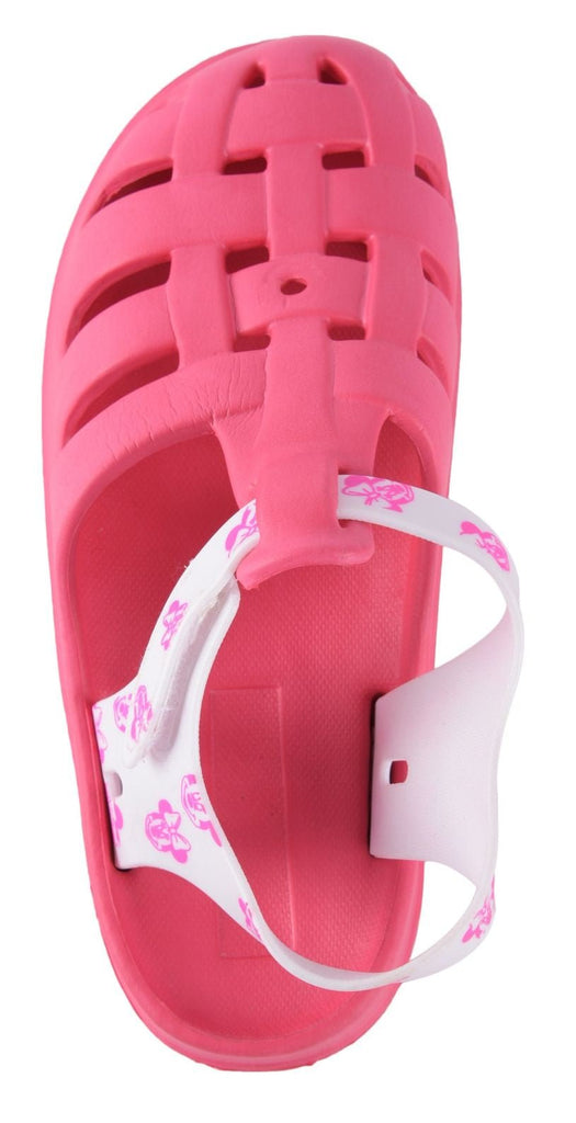 Top View of Yellow Bee Fuchsia Clogs for Girls