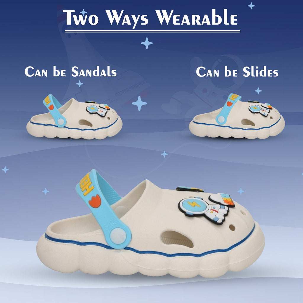 Convertible White Space Clogs Showing Sandals and Slides Wearability