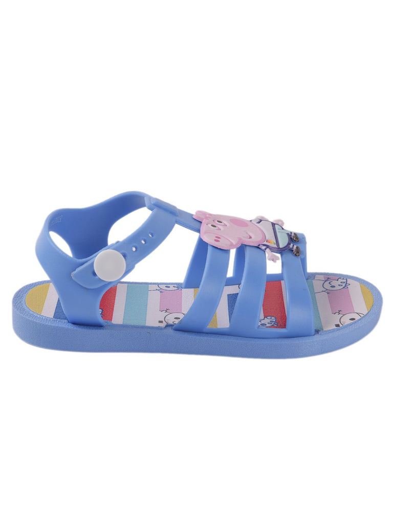Angle view of George by Yellow Bee children's sandals with adjustable strap for a snug fit.