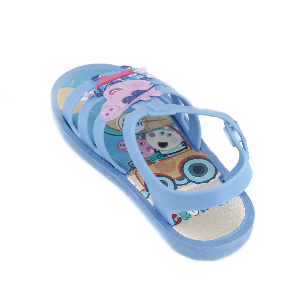 Top-down view of George Island Life children's sandals, emphasizing the colorful insole and secure straps