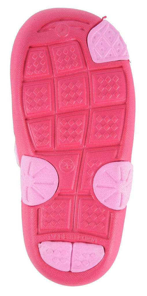 Yellow Bee Girls' Pink Clogs with Butterfly Motif Back View