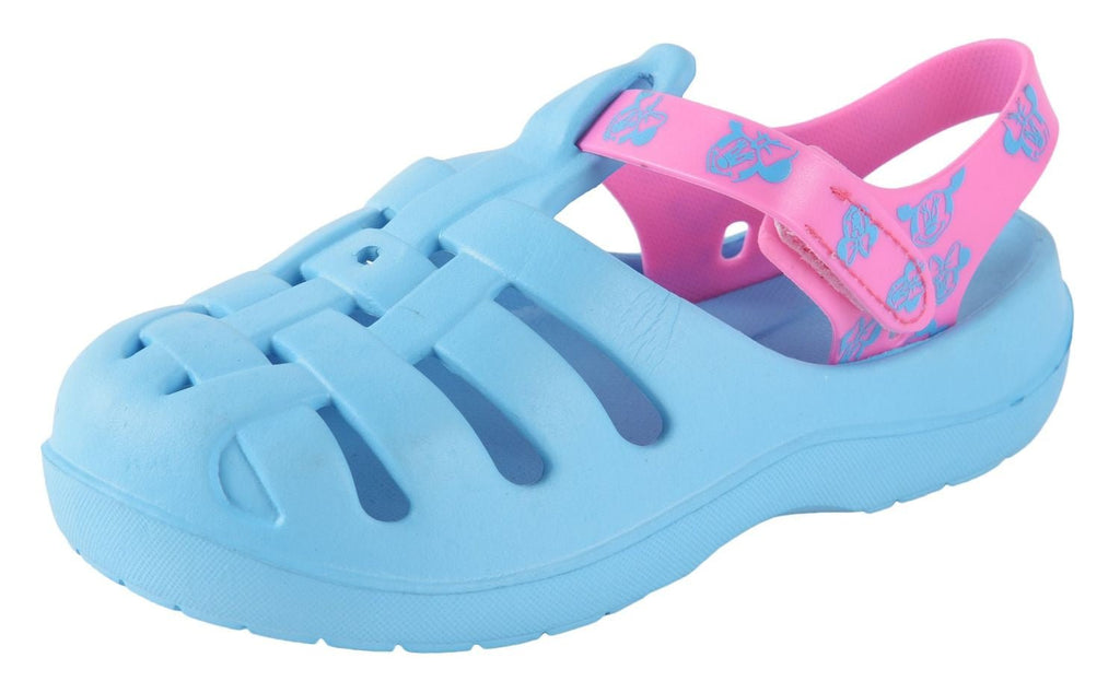 Girls' Adventure-Ready Blue & Pink Clogs with Hook and Loop Closure 
