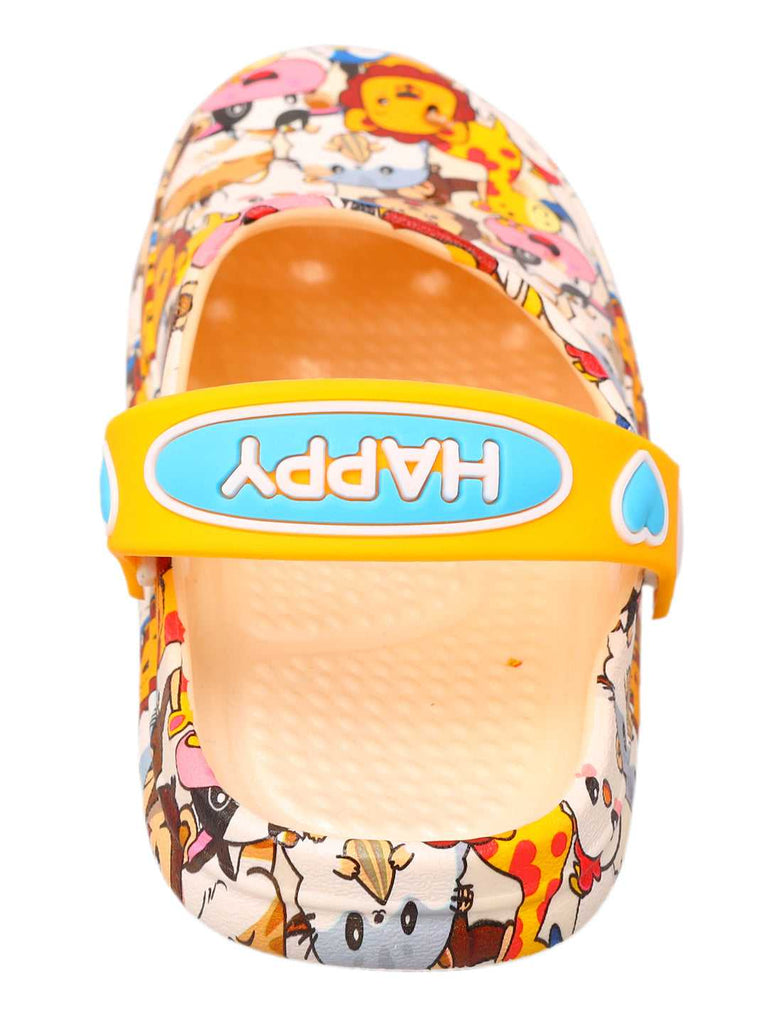 Cheerful Toddler Clogs with Colorful Cartoon Animal Print and Secure Yellow Strap-main-back
