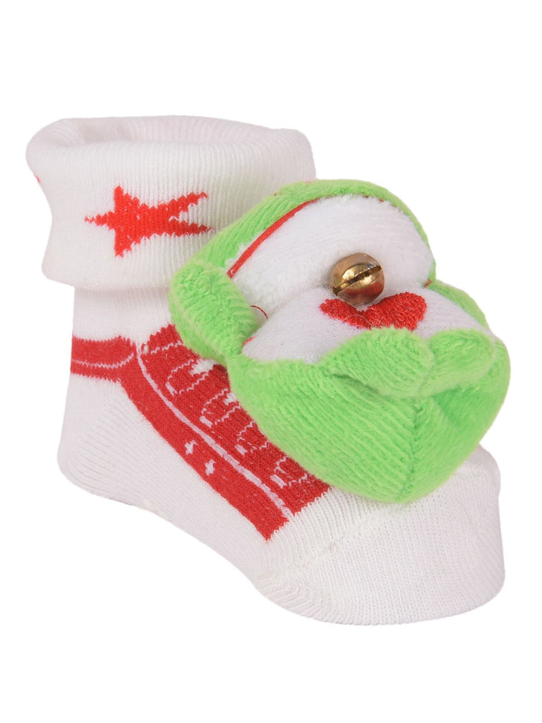 Single Frog Stuffed Toy Sock Laying Flat with Bell Detail and Heart Design