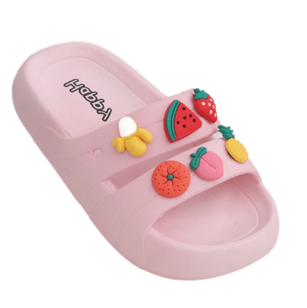 Single Juicy Delight Fruits Motif Slide in Peach with Bright Fruit Embellishments