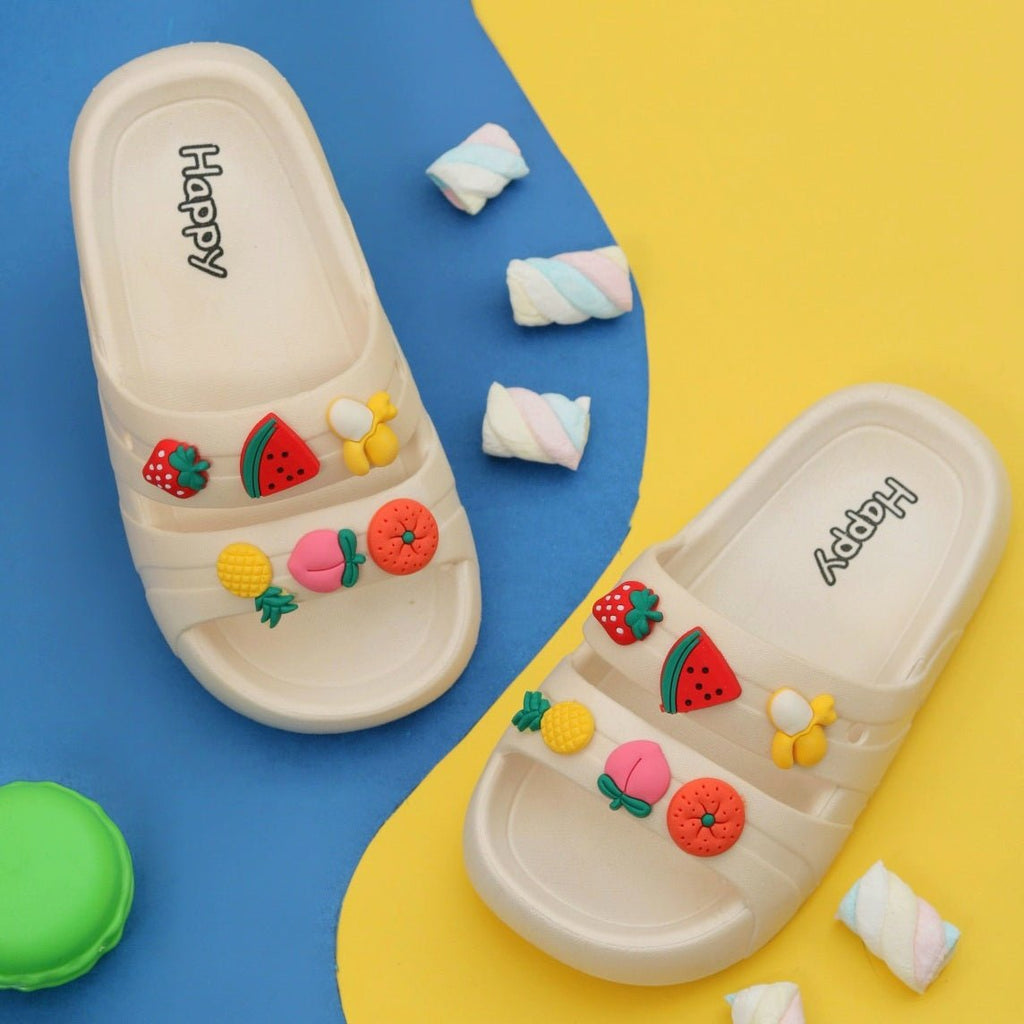 White Slides with Colorful Fruit Motifs 