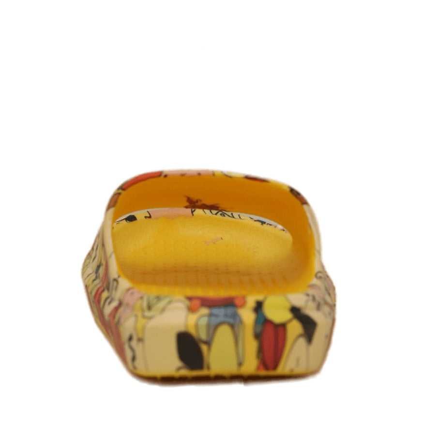 Back View of Yellow Animal Printed Slide, Perfect for Active Kids