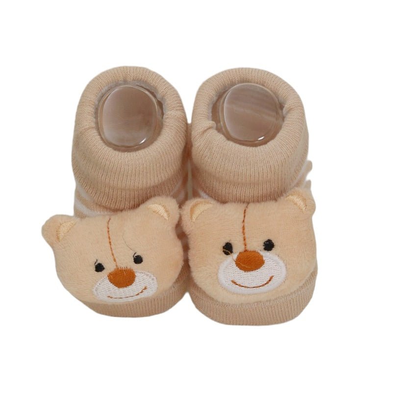 Adorable bear-themed stuffed toy socks from Yellow Bee, perfect for little toddler feet.