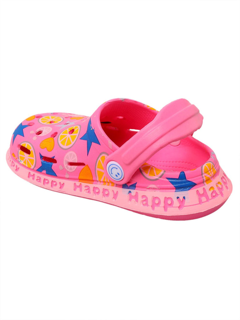 Kids' Pink Clogs with Strawberry and Citrus Motif on a Fun Background-side2