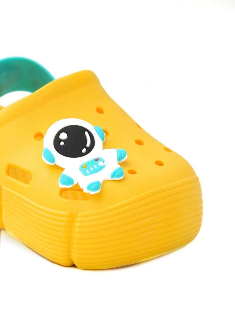 Kids' Playful Yellow Astronaut Clogs-zoom