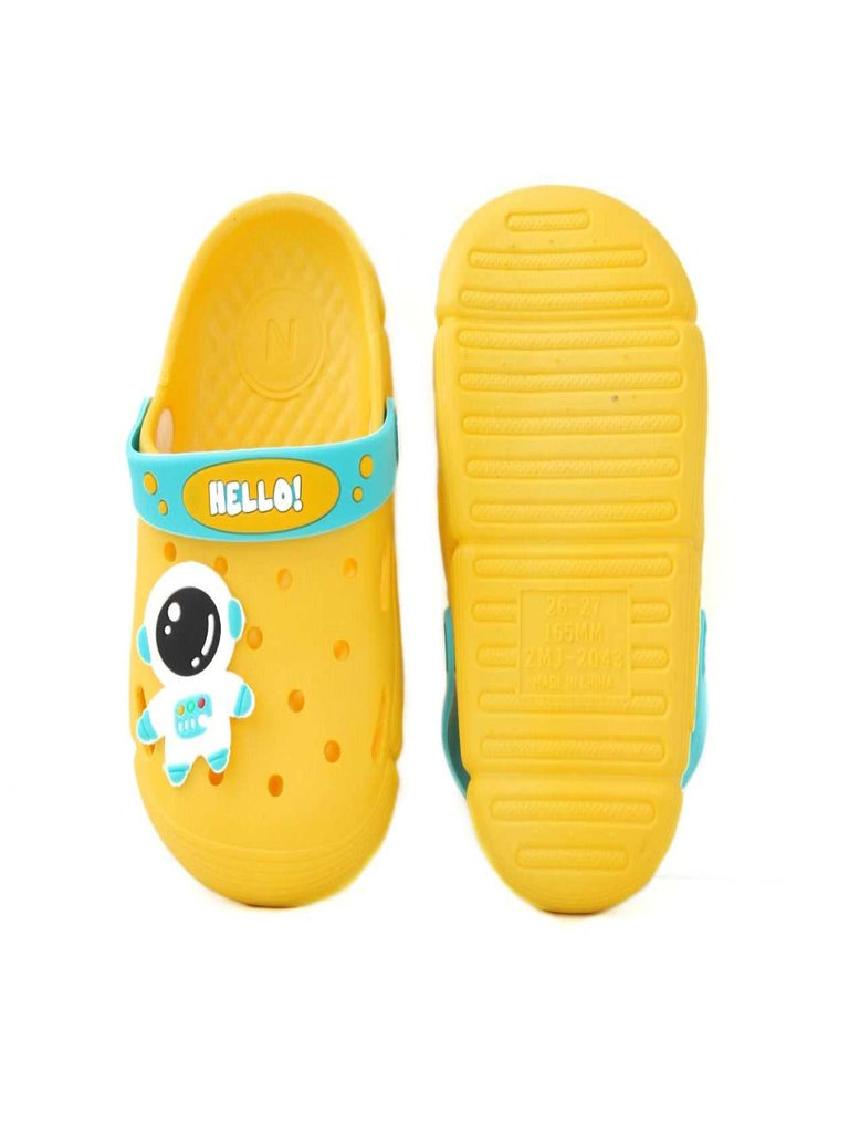 Kids' Playful Yellow Astronaut Clogs-back