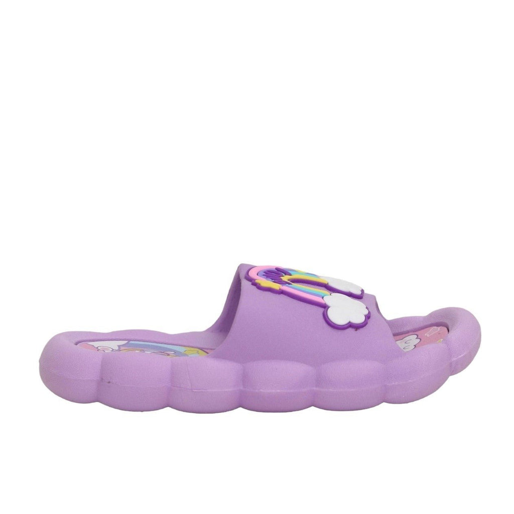 Side View of Purple Unicorn and Rainbow Slide for Kids' Magical Playtime