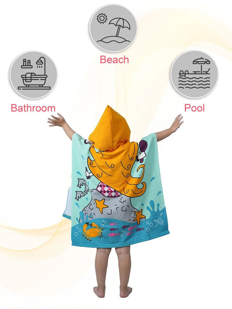 Display of Softness and Quality of Yellow Bee mermaid Theme Towel