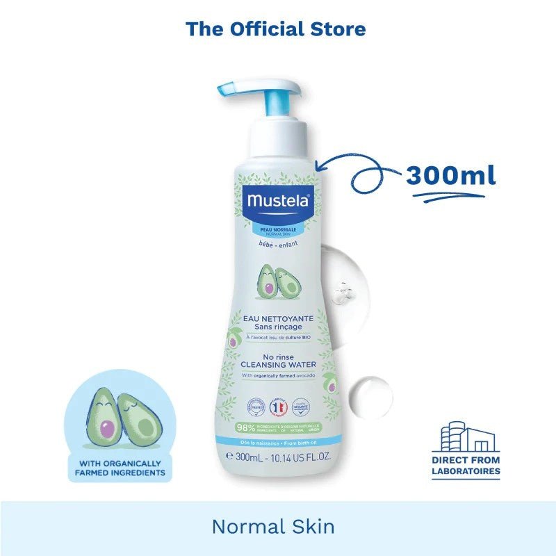Mustela Baby Cleansing Water Product Front View with Information