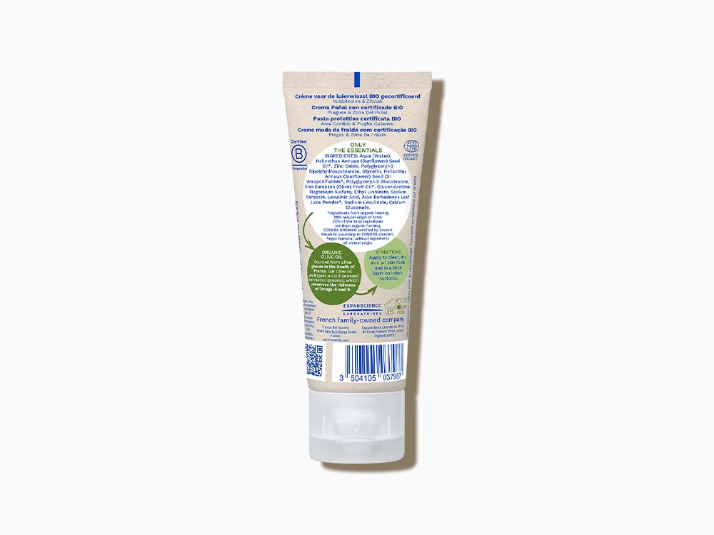 Back View of Mustela Baby Natural Diaper Cream with Ingredient List