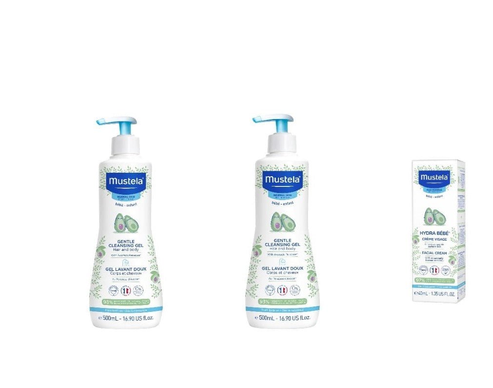 Set Of 3 product information, related to Mustela  Cleansing Gel with Hydra bebe Cream skincare products